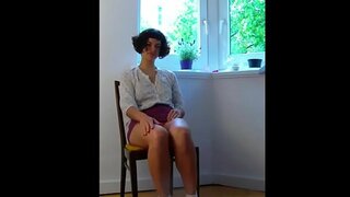 Babe me Flokë Pidhi dhe me Flokë Gropa Selfie Bating për Orgazmë